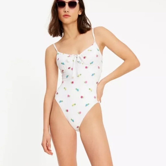 🌻NEW NWOT Kate Spade Sea Garden Embroidered 1-piece Swimsuit Size L $132 Retail - Picture 1 of 9